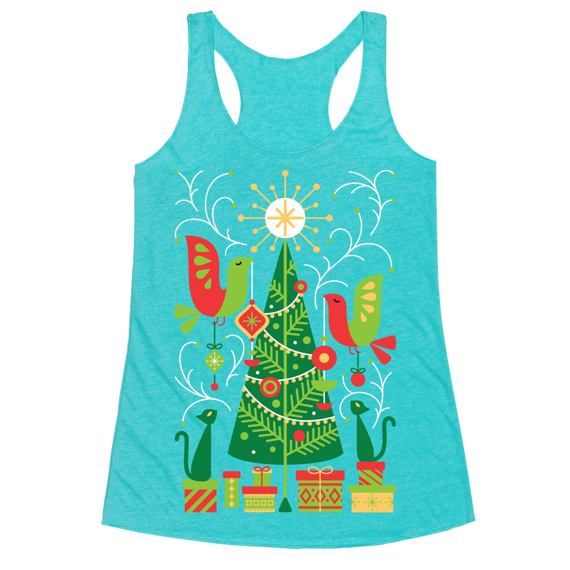 Vintage Christmas Tree Decorating Racerback Tank